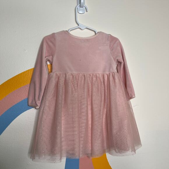 Hanna Andersson Girls Pink Dress V Neck Long Sleeve A Line 18-24 Months Princess - Picture 2 of 10